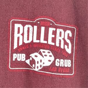 Old Navy XL Rollers Pub Grub Graphic T Shirt Maroon Short Sleeve Tee Dice Casino